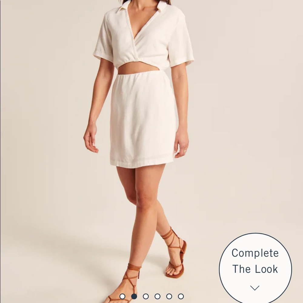 A&F linen-blend cutout shirt dress